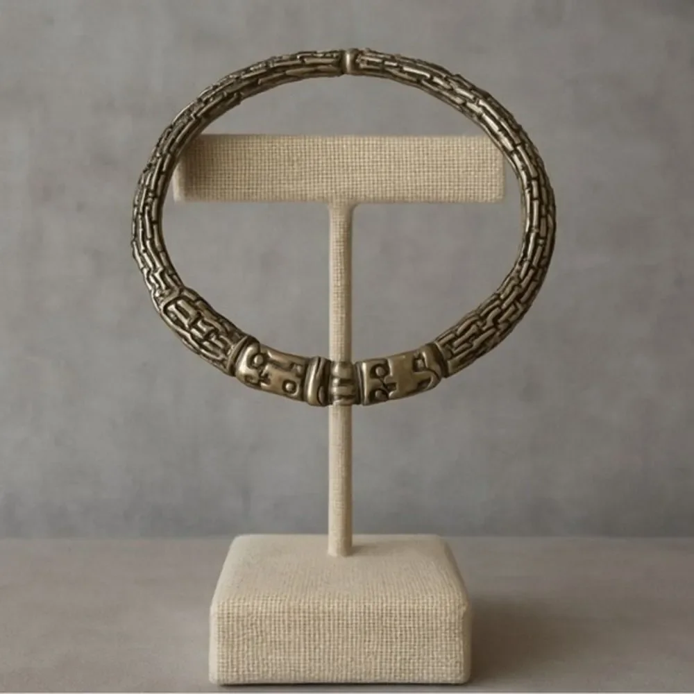 Y2K Vintage Womens Silver Tone Byzantine Antiqued Stretch Bangle‎ Bracelet